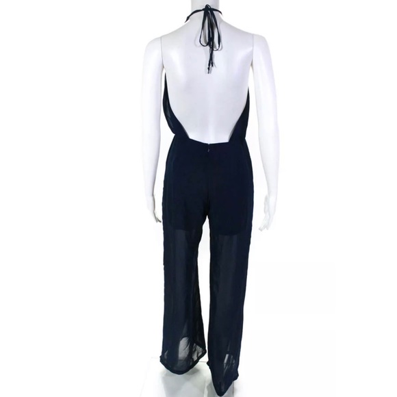 Reformation Navy Halter Wide Leg Jumpsuit XS - Picture 3 of 4